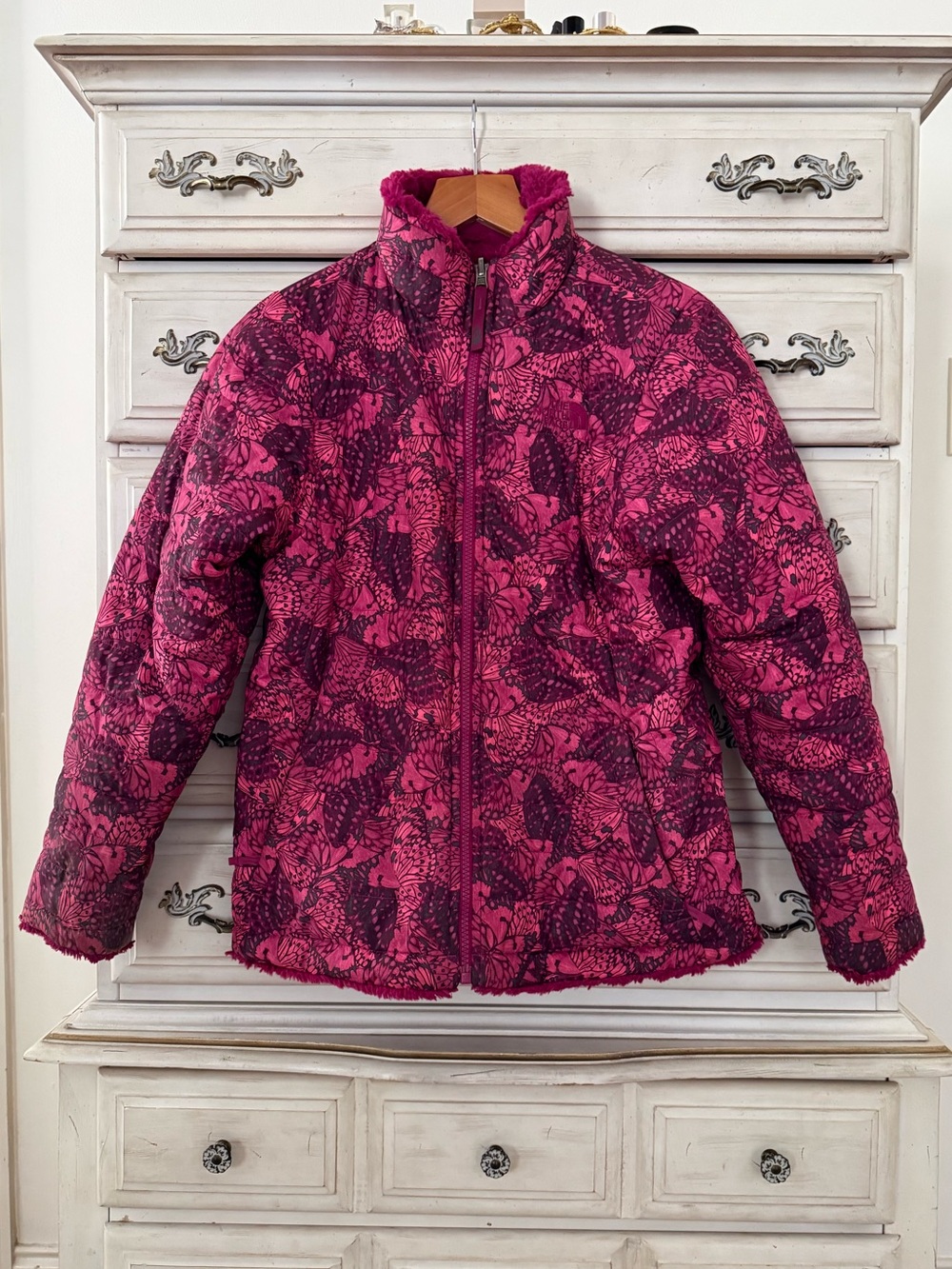 The North Face Pink Butterfly Reversible Winter Jacket